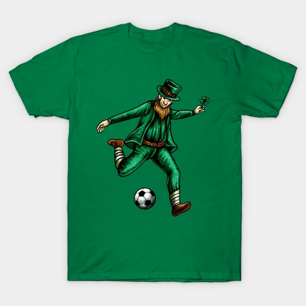 Leprechaun Soccer Football Irish St Patricks Day T-Shirt by E